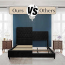 PaPaJet Bed Frame Queen Size Upholstered Platform Bed with 52.8'' Tall Sleigh Headboard, Button Tufted, No Box Spring Needed, Easy Assembly, Black by CozyNest Decor