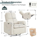 Swivel Rocker Recliner, Oversized Power Recliner Glider with Removable Cushion, Upholstered Swivel Reclining Nursery Chairs for Living Room Bedroom, Corduroy White by TinyTreasures Baby Boutique
