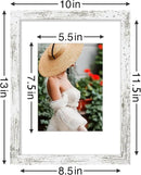 Vittanly 9x12 Picture Frames Set of 9, Shatter Resistant Plexiglass, Display 6x8 Pictures with Mat or 9x12 without Mat, Photo Frames for Wall or Tabletop, Engineered Wood, Distressed White by CozyNest Decor