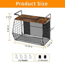 Magnetic Shelf for Fridge with Wood Lid, Magnetic Spice Rack for Refrigerator Large Capacity Sturdy with 4 Hooks,Magnetic Basket for Kitchen Pantry Laundry (1 Set with Buckles) by CozyNest Decor