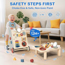 Baby Push Walker with Detachable Busy Board, Wooden Baby Walker with Adjustable Speed Wheels, Montessori Push Walker for Babies, Push Walking Toys for Boys & Girls 1 Year Old, Gifts for Toddler by TinyTreasures Baby Boutique