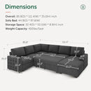 HONBAY Sectional Couch with Pull Out Bed, U-Shaped Sectional Sleeper Sofa with Storage, 6 Seater Sectional Sofa Bed, Mid-Grey by CozyNest Decor