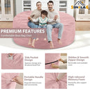 6FT Bean Bag Chair, Large Bean Bag Chairs with Memory Foam Filled, Fluffy Beanbag Sofa with Dutch Velvet Cover, Round BeanBag Chairs for Living Room, Playroom- Light Pink by TinyTreasures Baby Boutique