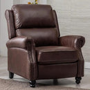CANMOV Pushback Recliner Chair Faux Leather Armchair Push Back Recliner with Rivet Decoration Single Sofa Accent Chair for Living Room, Reddish Brown by CozyNest Decor
