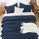Litanika California King Comforter Set Navy Blue - 3 Pieces Cal King Lightweight Soft Plain Bed Comforter, Oversized Down Alternative Bedding Set - Machine Washable (104x96In, 2 Pillowcases) by CozyNest Decor