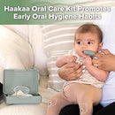 haakaa Training Toothbrush Set Oral Care Kit, Soft Silicone Toothbrush for Baby, Infants, Toddlers & Kids, Pea Green by TinyTreasures Baby Boutique