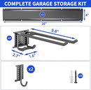 Garage Organization Tool Organizer Wall Mount, 32inch Heavy Duty Garden Tool organizer Storage System, Easy Install With 6 Adjustable Hooks, For Garage, Basement, Shed, Workshop(Black) by GreenHaven Gardens