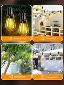 Outdoor Patio String Lights: S14 Shatterproof Bulb Outside Waterproof Light - 50Ft 15M Remote Dimmable Connectable Hanging Outdoor Electric Lighting - Garden Backyard Yard Gazebo Porch Party by CozyNest Decor