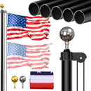 Flag Pole for Outside in Ground, 20FT Sectional Extra Thick Flagpole Kit, Heavy Duty Aluminum Outdoor Flag Poles with 3x5 American Flag for Yard, Garden, Residential or Commercial, Black by GreenHaven Gardens