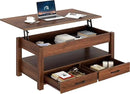 Rolanstar Coffee Table, 47.2" Lift Top Coffee Table with Drawers and Hidden Compartment, Retro Central Table with Wooden Lift Tabletop, for Living Room,Espresso by CozyNest Decor