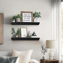 16"x6.8"x1.6" Slanted Floating Wall Shelves 2-Pack - Rustic Black Finish, Heavy-Duty Solid Wood Design with Hidden Brackets - Perfect for Living Room, Kitchen, Bathroom, or Office by CozyNest Decor