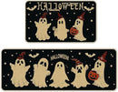 Halloween Kitchen Mat Set of 2, Pumpkin Ghost Bat Halloween Kitchen Decor, Halloween Rug for Floor, Indoor Spooky Home Decor with Non-Slip Backing,17 x 29 Inch & 17 x 47 Inch by CozyNest Decor