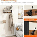 Homode Wall Hooks with Shelf, Wood Coat Rack with Shelf Wall-Mounted, Entryway Hanging Shelves with 5 Metal Hooks for Clothes Hats Towel Purse Robes, Bathroom Mudroom Bedroom, Rustic Brown Black by CozyNest Decor
