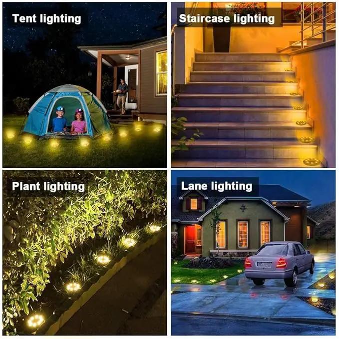 Solar Powered Ground lights 12 Pack,Waterproof LED Solar Lights Outdoor Solar Disk Lights Decorative,Solar Garden Lights for Landscape Pathway Patio Yard Walkway Path Lawn Driveway Lighting Warm White, photo 8 of 8
