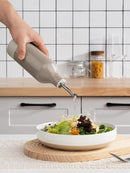 famiware Milkyway 16oz Ceramic Olive Oil Dispenser Bottle, Olive Oil and Vinegar Dispenser Bottle Set of 2 with Stainless Steel Pourers, Suitable for Storage Liquids, Light Gray and Cinnamon Brown by CozyNest Decor