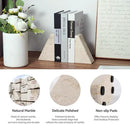 Marble Bookends for Heavy Books, Decorative Book Ends for Shelves, Beige Stone Durable and Heavy-Duty Book Ends for Hardback Books & CDS, Unique Book Stopper & Holder, Set of 2 by CozyNest Decor