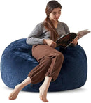 Bean Bag Chair 3Ft, Memory Foam Filled, Large Beanbag Chairs for Adults and Teens, Soft Sofa with Removable Flannel Cover, Round Couch for Living Room Bedroom College Dorm (Blue, 3FT-36×36"×24") by CozyNest Decor