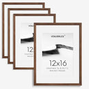 12x16 Picture Frame Set of 4 Natural Solid Walnut Photo Frames with 8.5x11 Removable Mat Wall Hanging Large Handcrafted Frame with HD Plexiglass Wall and Tabletop Display Large Poster Frame by CozyNest Decor