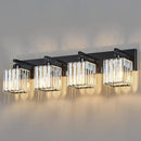 Modern Bathroom Vanity Light 4-Lights Plating Black Crystal Bathroom Wall Light Vanity Light Fixtures by CozyNest Decor
