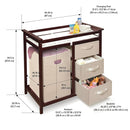 Badger Basket Modern Baby Changing Table with Laundry Hamper, 3 Storage Drawers and Pad, Diaper Change Station - Cherry/Ecru by TinyTreasures Baby Boutique