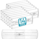 Vtopmart 14 Pack Drawer Dividers for Clothes, 4" High 10.2"-16.6" Adjustable Expandable Dresser Drawer Organizer, Clear Plastic Separators for Dresser, Baby Clothing, Underwear, Cosmetic, Toiletries by TinyTreasures Baby Boutique