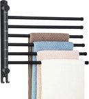 Space Saving Towel Rack JSVER Black Space Saving Towel Holder, Towel Rack Wall Mounted, Swivel Hand Towel Holder, 6-Arms Towel Bar, Towel Racks for Bathroom by CozyNest Decor