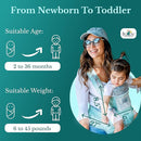 Baby Carrier - 6-in-1 Ergonomic Soft Carrier with Hip Seat and Large Storage, Front and Back Positions, Adjustable Waist Up to 43 Inches, for Infants Aged 2-36 Months, Weighing 6-45 lb by TinyTreasures Baby Boutique