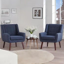 HUIMO Button-Tufted Accent Chairs Set of 2,Upholstered Reading Living Room Chair,Mid Century Modern Chair with Linen Fabric, Club Chair,Comfy Arm Chairs for Living Room,Bedroom,Dark Blue by CozyNest Decor