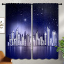 City Rod Pocket Blackout Curtains for Boy Girl Bedroom, New York Skyline Modern City Starry Sky Night View Thermal Insulated Home Window Drapes for Living Room Darkening, 72x63 inch by TinyTreasures Baby Boutique