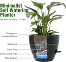 12/10/9 inch Large Self Watering Pots, Planter, Plant Pots with Mesh Drainage Holes for Indoor Outdoor Garden Plants, Plastic Flower Pots with Deep Reservoir, Black with Green Speckles by GreenHaven Gardens