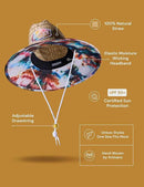 Straw Hat for Men & Women | Lifeguard Hat, Beach Hat & Sun Hat | UPF 50+ Wide Brim for Sun Protection | One Size | Hemlock by GreenHaven Gardens