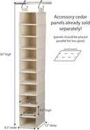 Household Essentials Hanging Shoe Organizer, 10 Wide Cubbies with Cedarline Pockets, Heavy-Duty Cotton Canvas, Removable and Industrial Hooks, Natural by CozyNest Decor