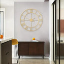 LEIKE Large Modern Wall Clocks,32" Gold Metal,Rustic,Round,Nearly Silent,Little Ticking,Battery Operated Roman Numerals Clock for Living Room/Bedroom/Kitchen Wall Decor-(Gold, 80cm) by CozyNest Decor