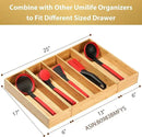 Umilife Bamboo Kitchen Utensils Organizer, Extra Long High Silverware Drawer Holder, Flatware Cutlery Storage Box, Multi-Use Drawer Divider in Office, Bathroom, Pantry - 17"x6"x2.5" (Set of 2) by CozyNest Decor