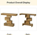 Tribesigns 42.5" Farmhouse Console Table, Narrow Wood Sofa Table Behind Couch with Geometric Base, Industrial Entryway Accent Table for Living Room, Hallway, Entrance (Light Brown) by CozyNest Decor
