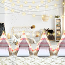 6 Pack Sleepovers Teepee Tent for Kids Bulk with Mattress Sheet Light,Natural Cotton Washable Indoor Play Tent for Birthday Slumber Party Girls Boys Pajama Movie Night Supplies(Pink, White) by TinyTreasures Baby Boutique