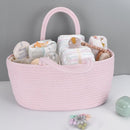 Baby Diaper Caddy Organizer for Girl Boy Rope Nursery Storage Bin Basket Portable Holder Tote Bag for Changing Table Car Travel Baby Shower Gifts Newborn Essentials Registry Must Have Items Pink by TinyTreasures Baby Boutique
