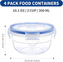 KIGI [ 4 PACK ] 10oz Small Plastic Bowls with Lid Leakproof Food Storage Container Set Meal Prep Containers by TinyTreasures Baby Boutique