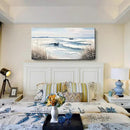 amatop Large Canvas Art Wall Decor for Bedroom Living Room –Rustic Coastal Ocean Artwork for Walls with Sailboat and Waves – Blue and White Nautical Beach Seascape Canvas Print 48x24 Inch by CozyNest Decor
