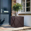 SUNNYPARK Large Metal Planter Box 17”x 17”x 18”, Square Modern Brown Metal Planter Box Heavy Duty with Drainage Holes for Outdoor Garden Patio by CozyNest Decor
