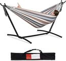 PNAEUT Double Hammocks with Stand for Outside, Portable Space Saving Heavy-Duty Steel Stand for Indoor Outdoor Patio with Carrying Bag, 450 lbs Capacity (Coffee) by GreenHaven Gardens