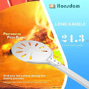 Pizza Turning Peel, 8-inch Pizza Peel Turner Spinner, Long Handle Perforated Aluminum Pizza Peel with Silicone Hook, Pizza Oven Accessories by CozyNest Decor