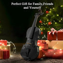 3/4 Violin Kit, Beginner Violin for Kids, Students, Complete Kids Violins Set with Case, Bow, Rosin, Ideal for Kids Violinss Beginner Ages 9-12, Black by TinyTreasures Baby Boutique
