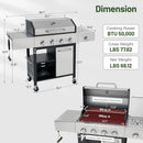 4-Burner Propane Gas Grill with Side Burner & Cabinet, 50,000 BTU Outdoor BBQ Grill with Porcelain-Enameled Cast Iron Grates, Stainless Steel Barbecue Grill for Outdoor Cooking (Silver) by GreenHaven Gardens