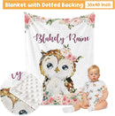 Custom Crib Bedding Set - Owl Design Personalized Name Baby Nursery Bed 3 Pcs Set - Chic Soft Blanket with Dotted Backing, Sheet, Pillowcase for Newborn Girls Boys Gifts Color22 by TinyTreasures Baby Boutique