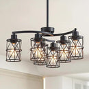 XINGQI Modern Black Chandelier 6-Light Pendant Lighting Fixture with Metal Shade 24" Height Adjustable for Dining Room Living Room Bedroom