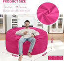 5FT Bean Bag Chair, Large Bean Bag Chairs with Memory Foam Filled, Fluffy Beanbag Sofa with Dutch Velvet Cover, Round BeanBag Chairs for Living Room, Playroom - Pink by TinyTreasures Baby Boutique