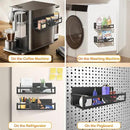 Magnetic Spice Rack for Refrigerator, 2-Pack Metal Spice Organizer for Kitchen Storage Organization, Magnetic Shelf for Fridge Space Saving Seasoning Organizer, Black by CozyNest Decor