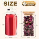 Glass Food Storage Jars Square 10oz, 12 Pack Glass Jars With Bamboo Lids, Kitchen Storage Containers For Spice, Candy, Cookie, Storage For Pantry Organizers by CozyNest Decor