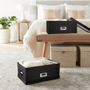 Briful Decorative Storage Boxes with Lids Set of 2 – 14'' + 13'' Set Rectangular Nesting Boxes – Cardboard Organizer with Lift-Top Lid – Black Wood for Home & Office by CozyNest Decor